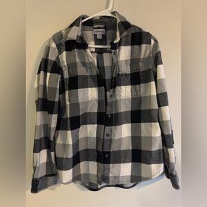 Carhartt Women's Rugged Flex Hamilton Flannel Shirt M Grey White Black Plaid